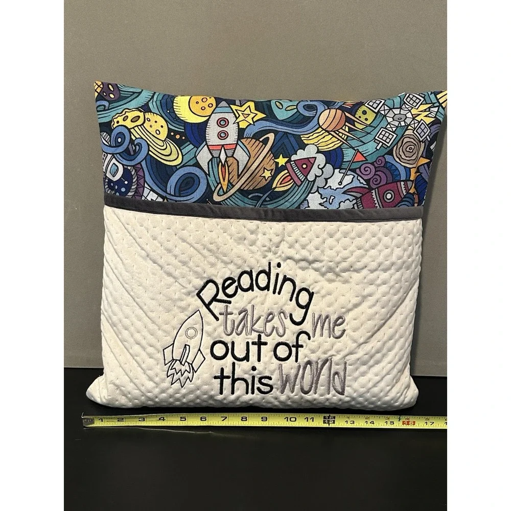 Rocket Themed Reading Pillow ‎ ( Reading Takes Me Out Of This World )